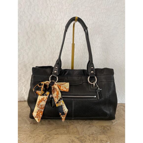 Coach Large penelope F14682 black pebble Leather Satchel BAG PURSE - Picture 1 of 9